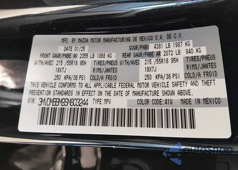 2025 Mazda Cx-30 2.5 S Select Sport z USA, uszkodzony, nr VIN 3MVDMBBM9SM803244